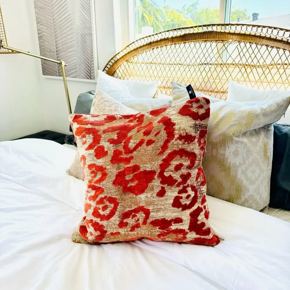 NEWPORT HOME Rust Red Burnt Orange Tan Textured Pillow Case Sham 18